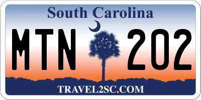 SC license plate MTN202