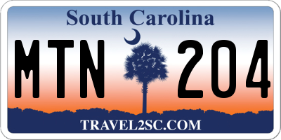 SC license plate MTN204