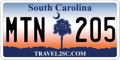 SC license plate MTN205
