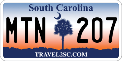 SC license plate MTN207