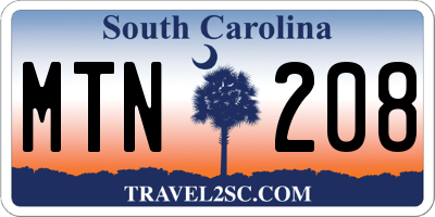 SC license plate MTN208