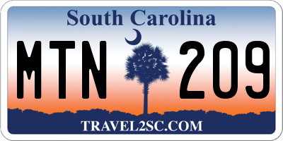 SC license plate MTN209