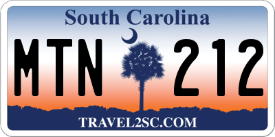 SC license plate MTN212