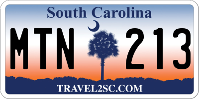 SC license plate MTN213