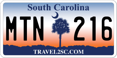 SC license plate MTN216