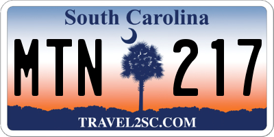 SC license plate MTN217