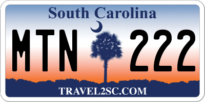 SC license plate MTN222