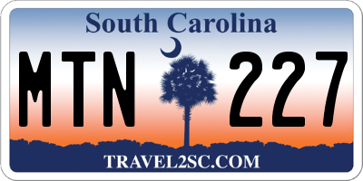 SC license plate MTN227