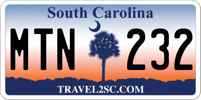 SC license plate MTN232
