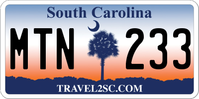 SC license plate MTN233