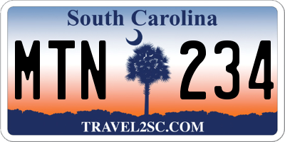SC license plate MTN234