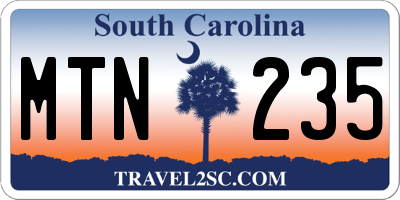 SC license plate MTN235