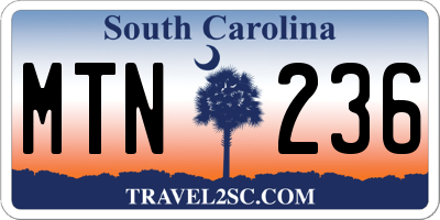 SC license plate MTN236