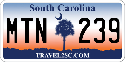 SC license plate MTN239