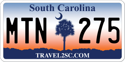 SC license plate MTN275