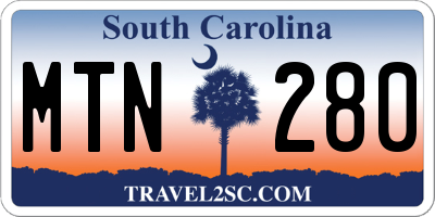 SC license plate MTN280