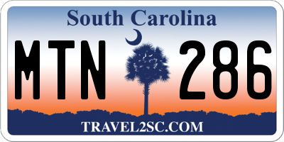 SC license plate MTN286