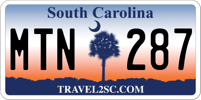 SC license plate MTN287