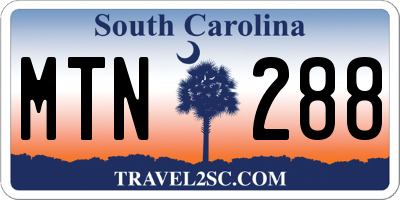 SC license plate MTN288
