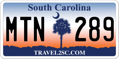 SC license plate MTN289