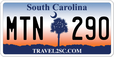 SC license plate MTN290