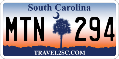 SC license plate MTN294