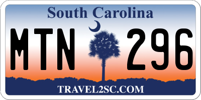 SC license plate MTN296