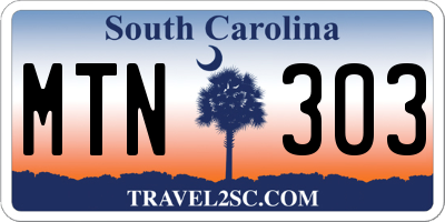 SC license plate MTN303
