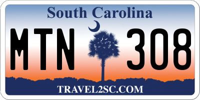 SC license plate MTN308