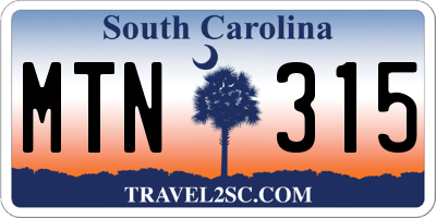 SC license plate MTN315