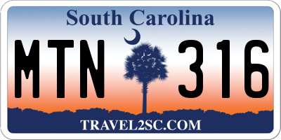 SC license plate MTN316