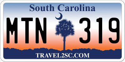 SC license plate MTN319