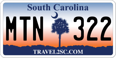 SC license plate MTN322