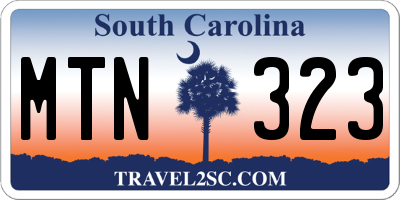 SC license plate MTN323