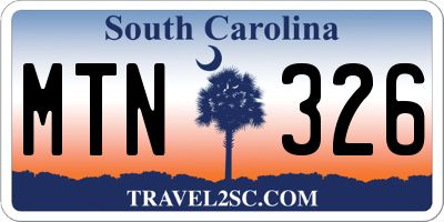 SC license plate MTN326