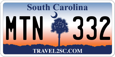 SC license plate MTN332