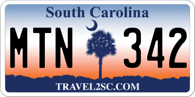 SC license plate MTN342