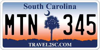 SC license plate MTN345