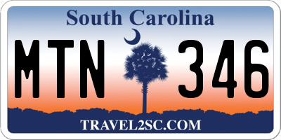 SC license plate MTN346