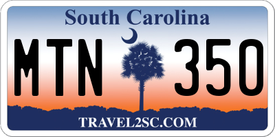 SC license plate MTN350