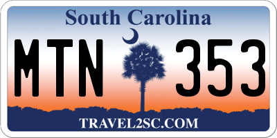 SC license plate MTN353