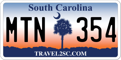 SC license plate MTN354