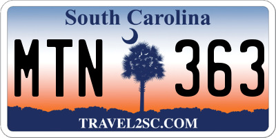 SC license plate MTN363