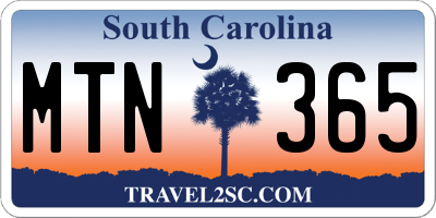 SC license plate MTN365