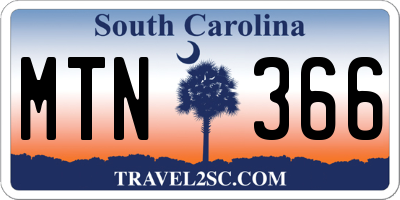 SC license plate MTN366