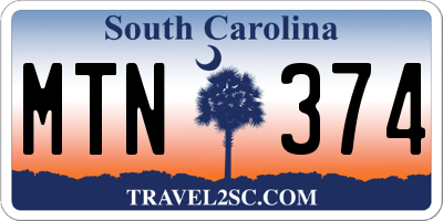 SC license plate MTN374