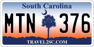 SC license plate MTN376