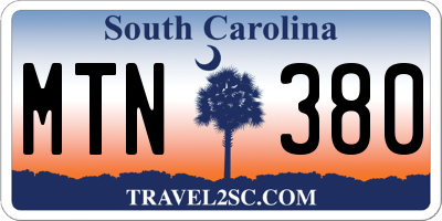 SC license plate MTN380