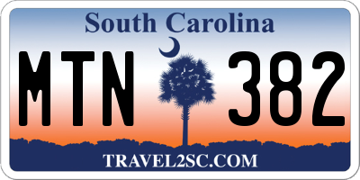 SC license plate MTN382