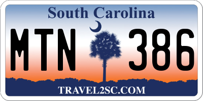 SC license plate MTN386